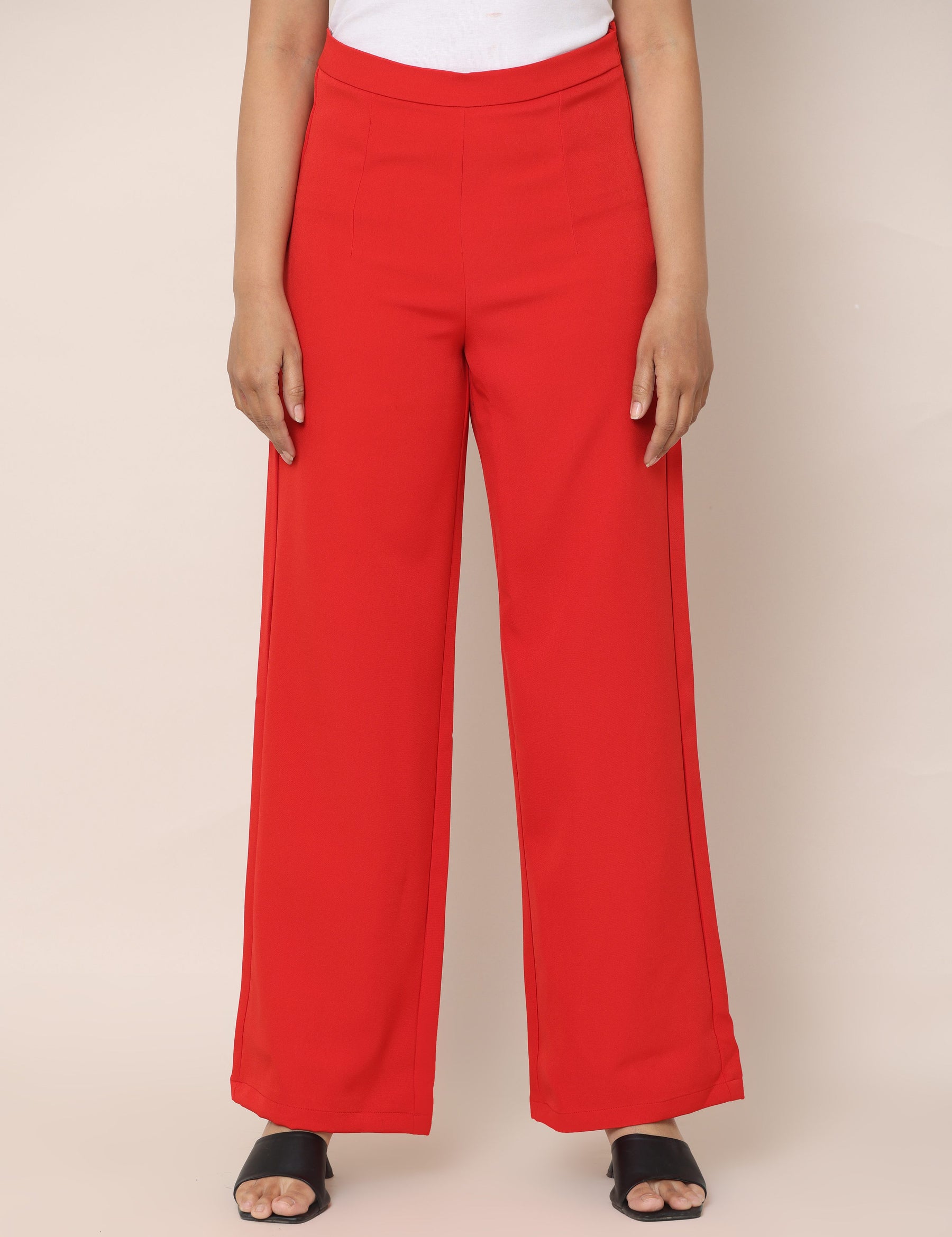 4 Way Stretch High-waist trousers-Red