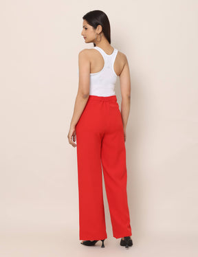 4 Way Stretch High-waist trousers-Red