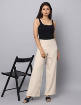 4 Way Stretch High-waist trousers-Beige
