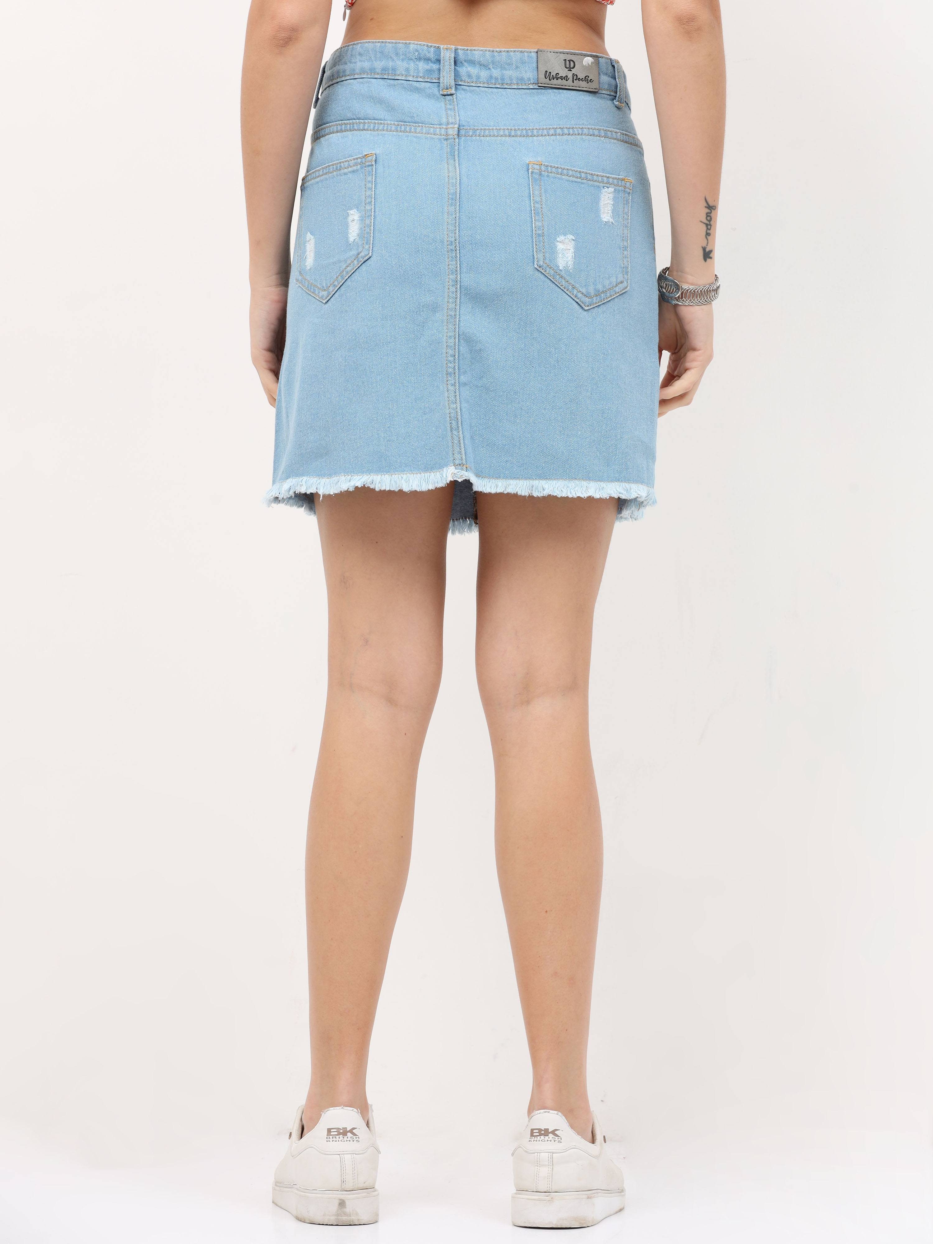 Hight Waist Sky Blue Denim skirt