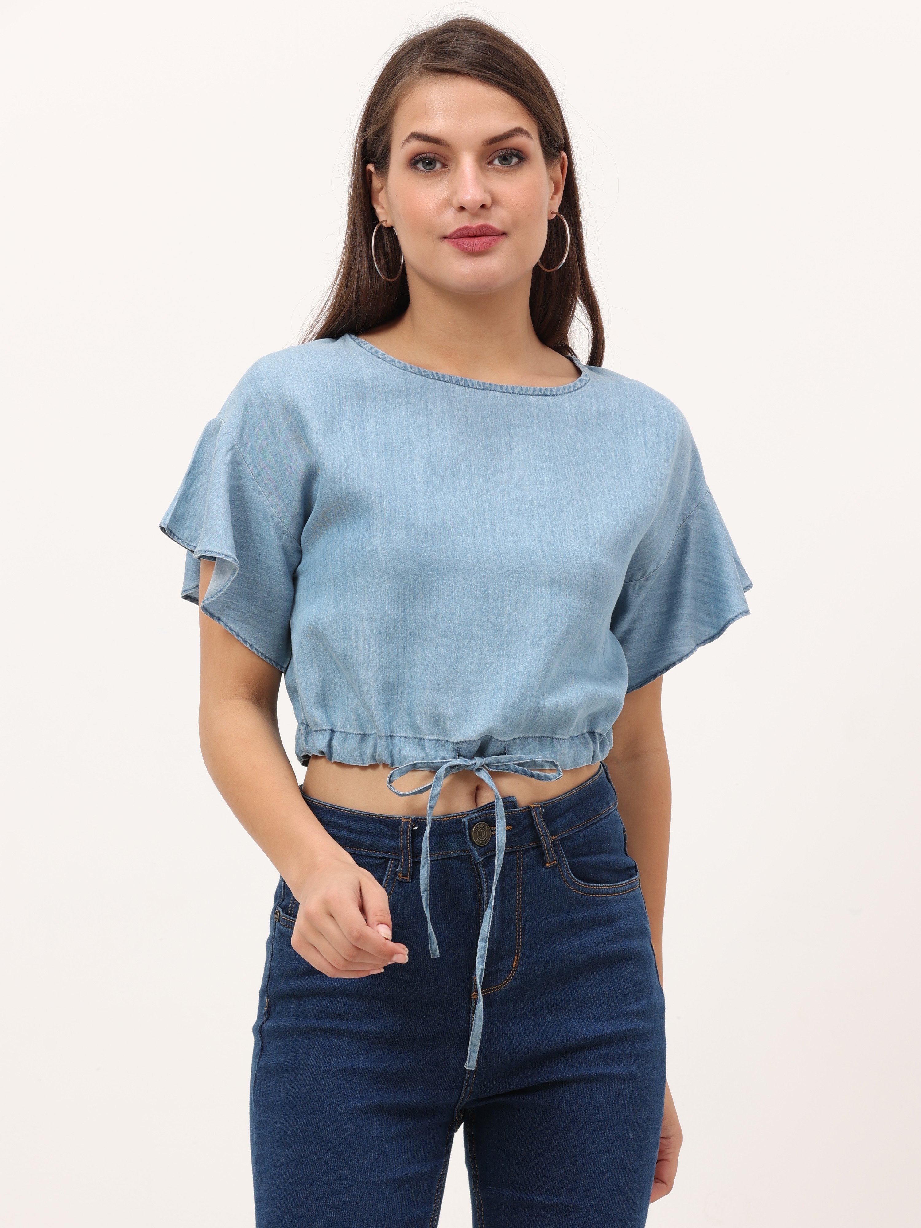 Ruched tie up crop top