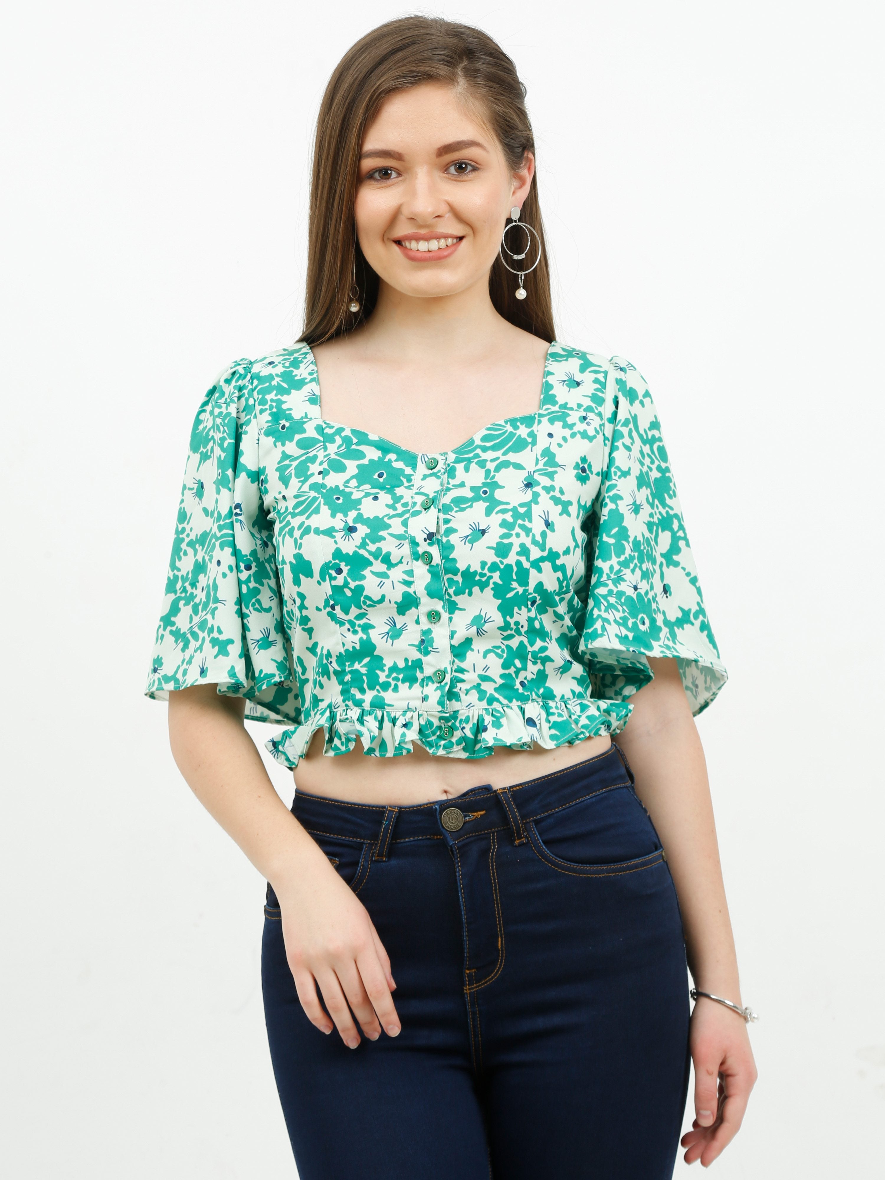 Flutter Sleeve Crop Top