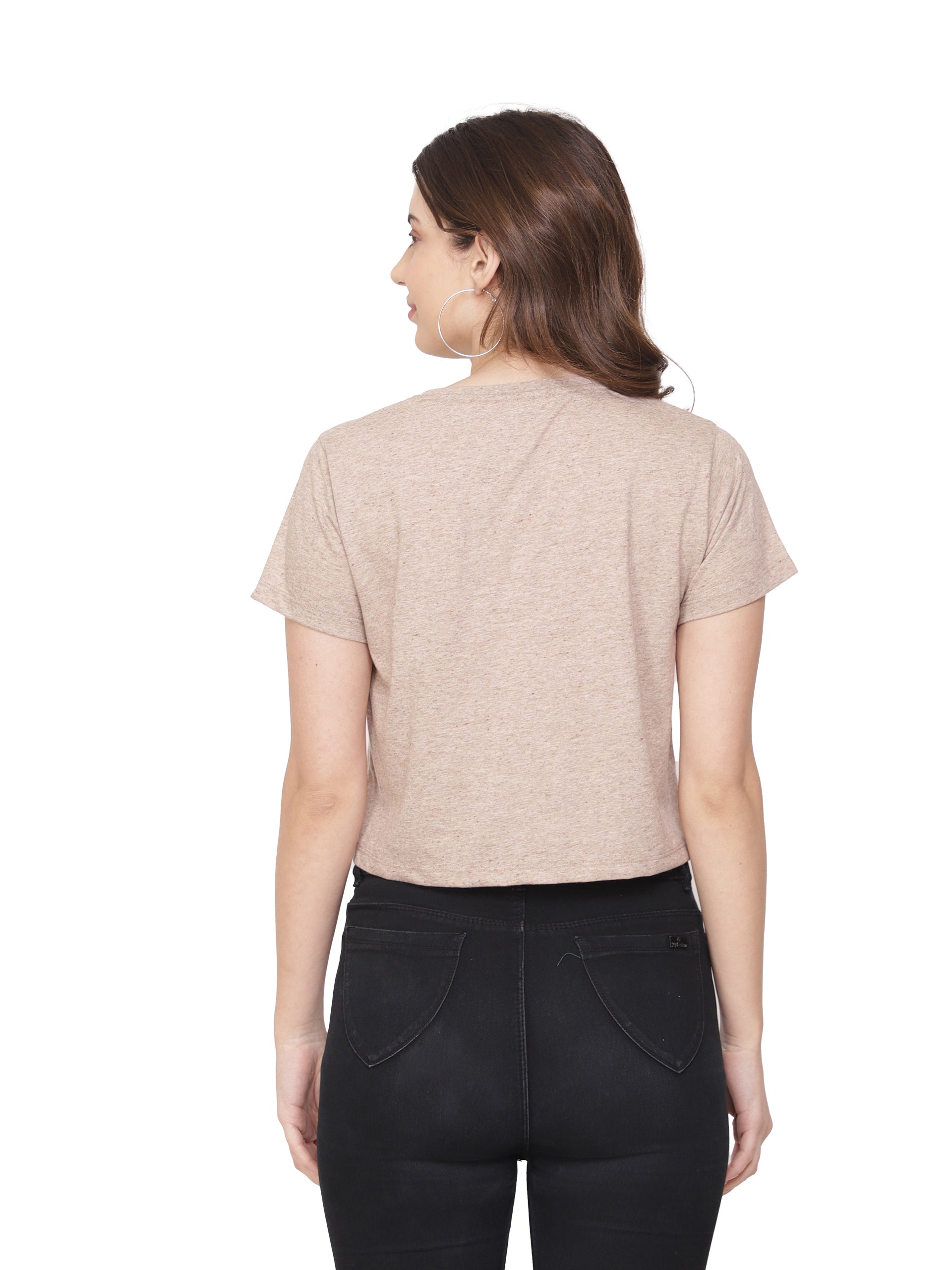 Women Brown Crop T-shirt