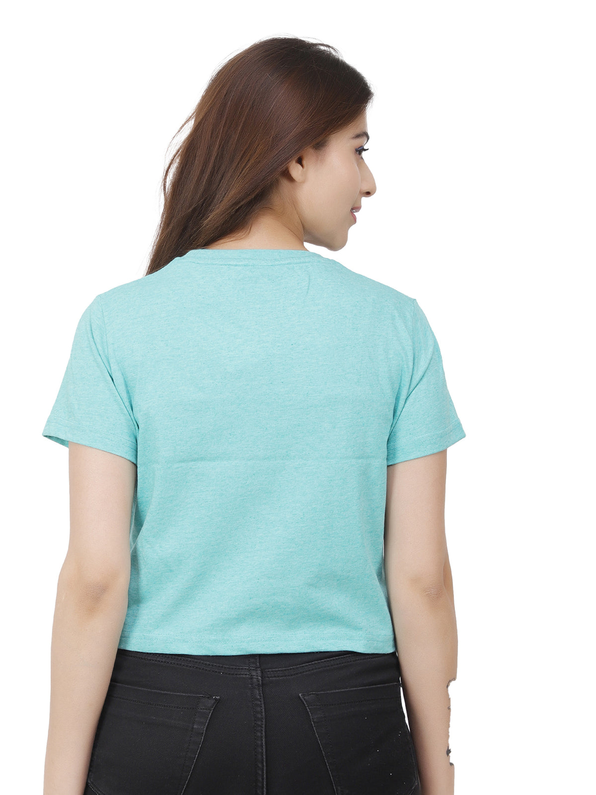 Women Baby Blue Crop T-Shirt