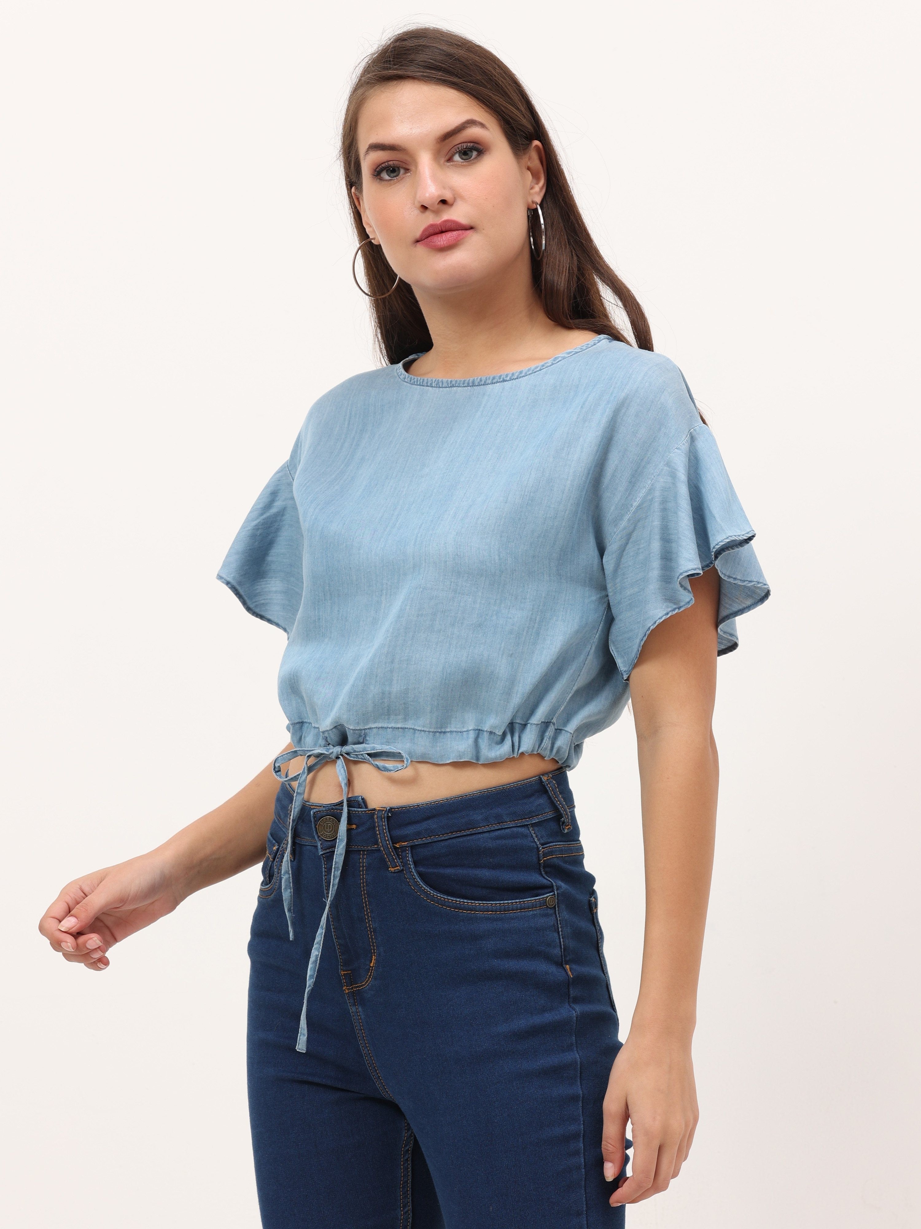 Ruched tie up crop top