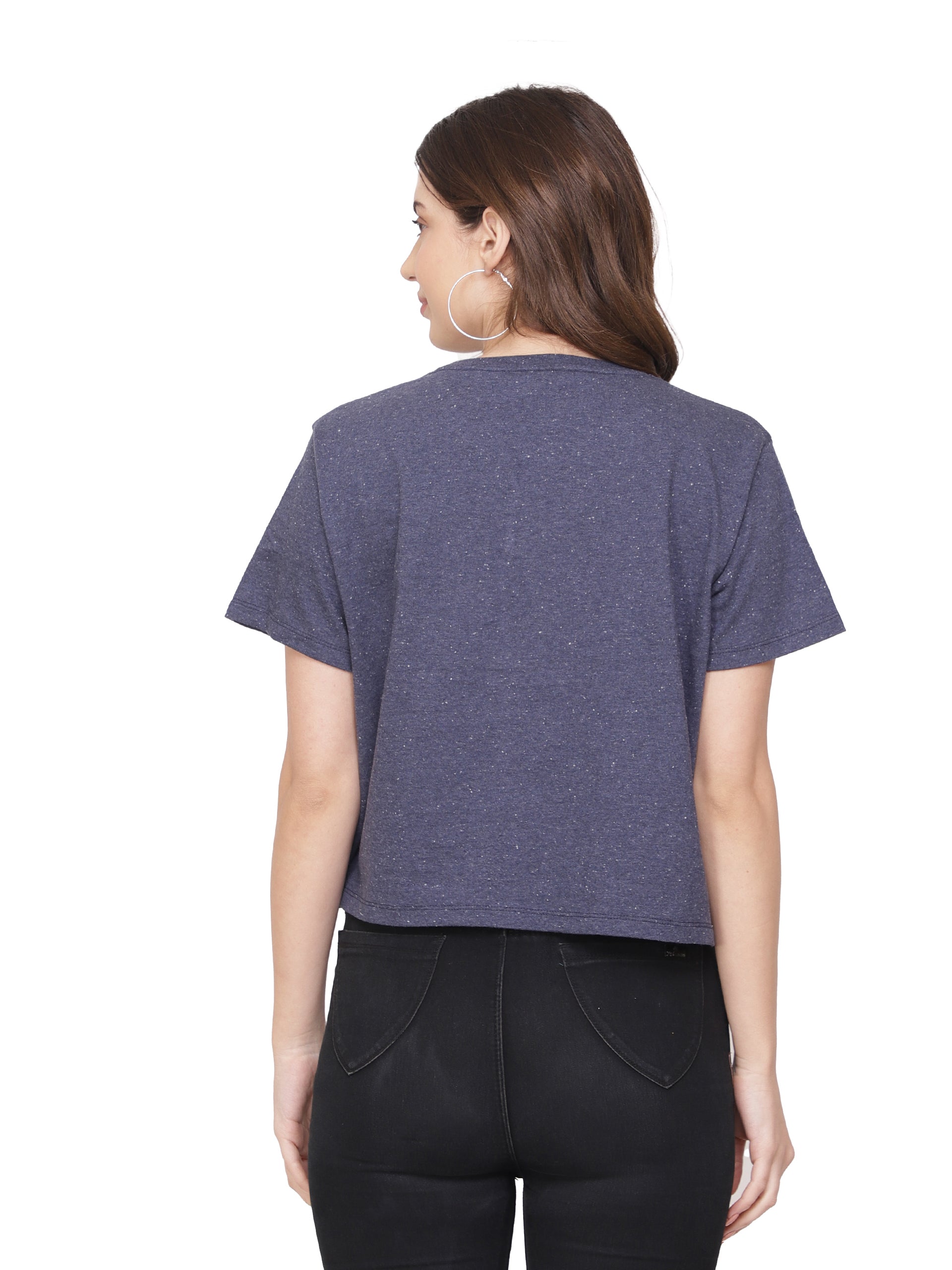 Women Navy Blue Crop T-shirt