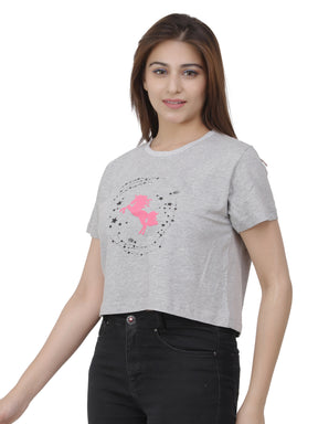 Women Grey Crop T-shirt