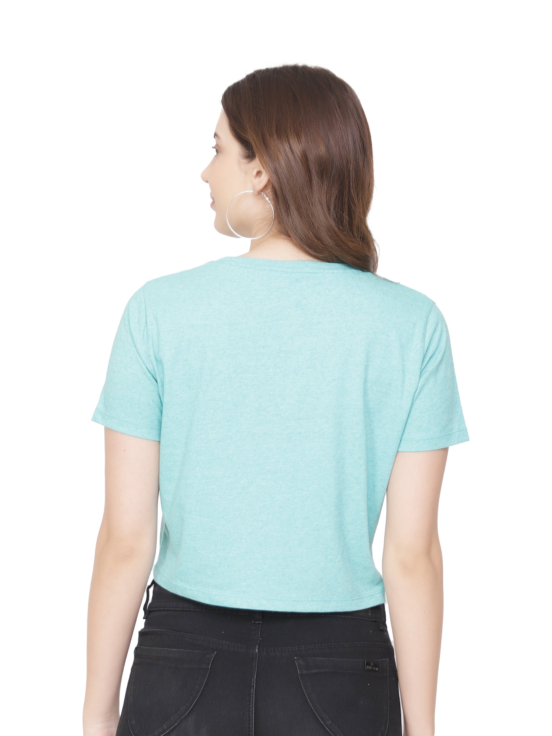 Women Baby Blue Crop T-shirt