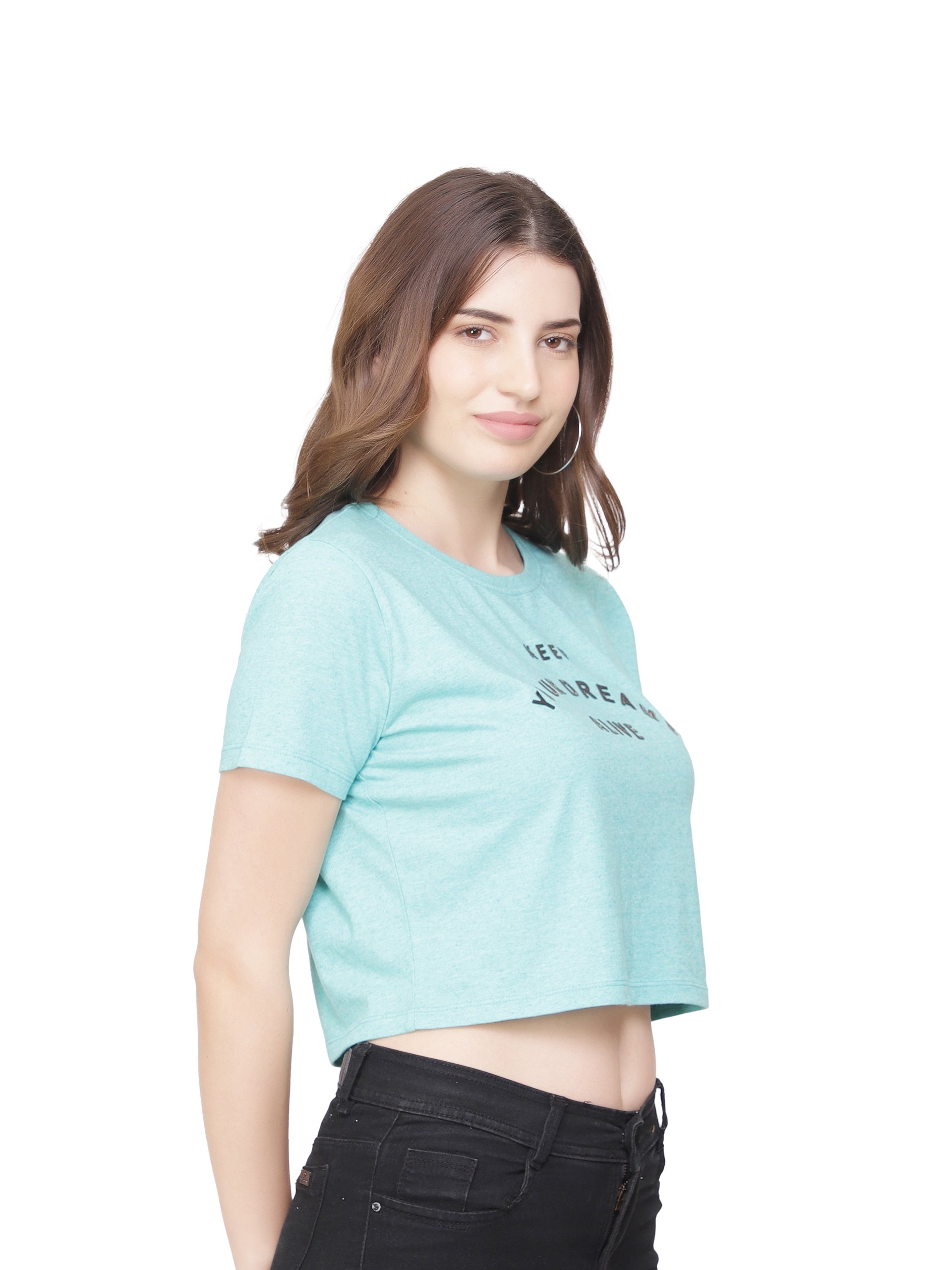 Women Baby Blue Crop T-shirt