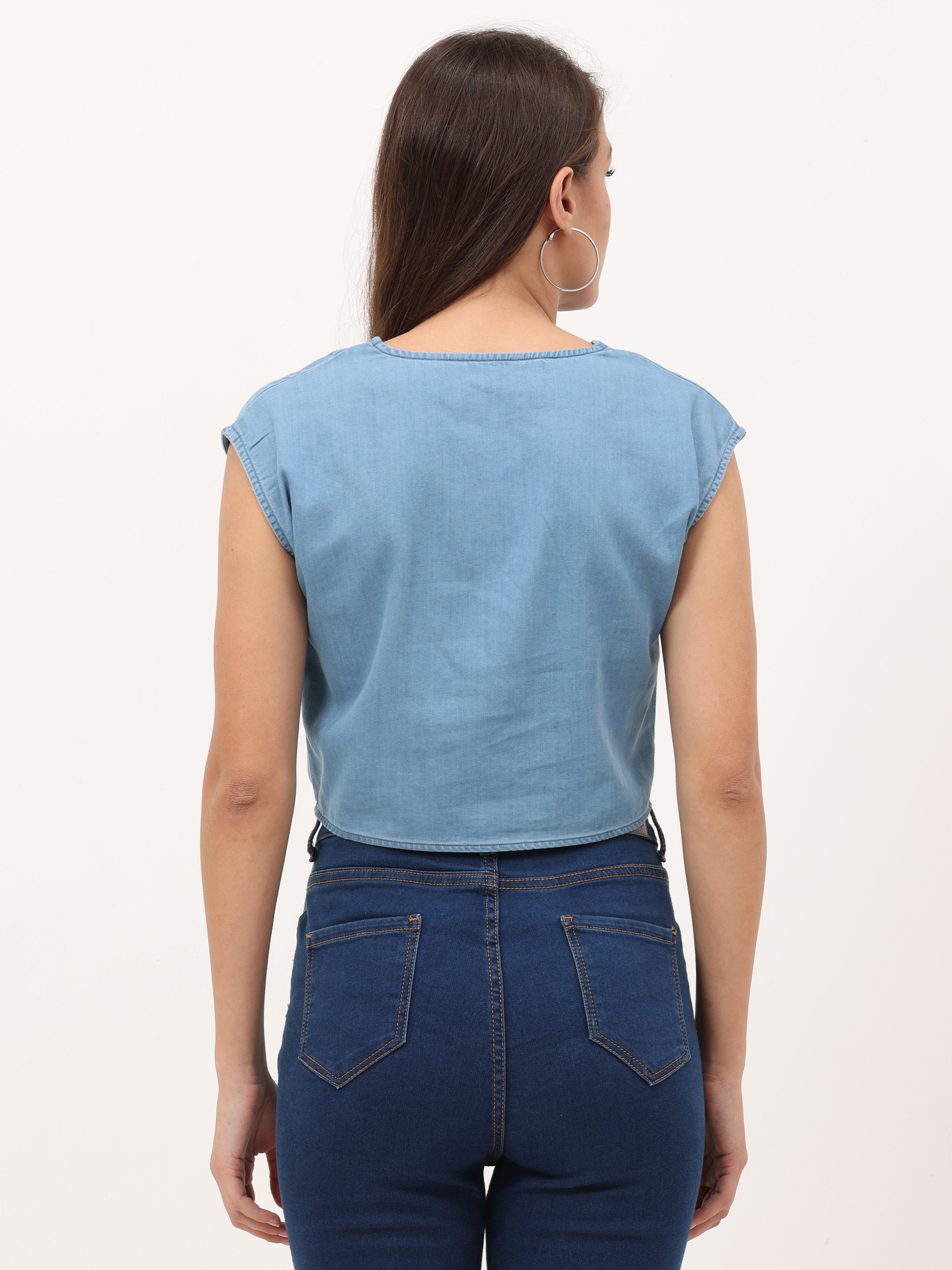 Solid tie-up waist top