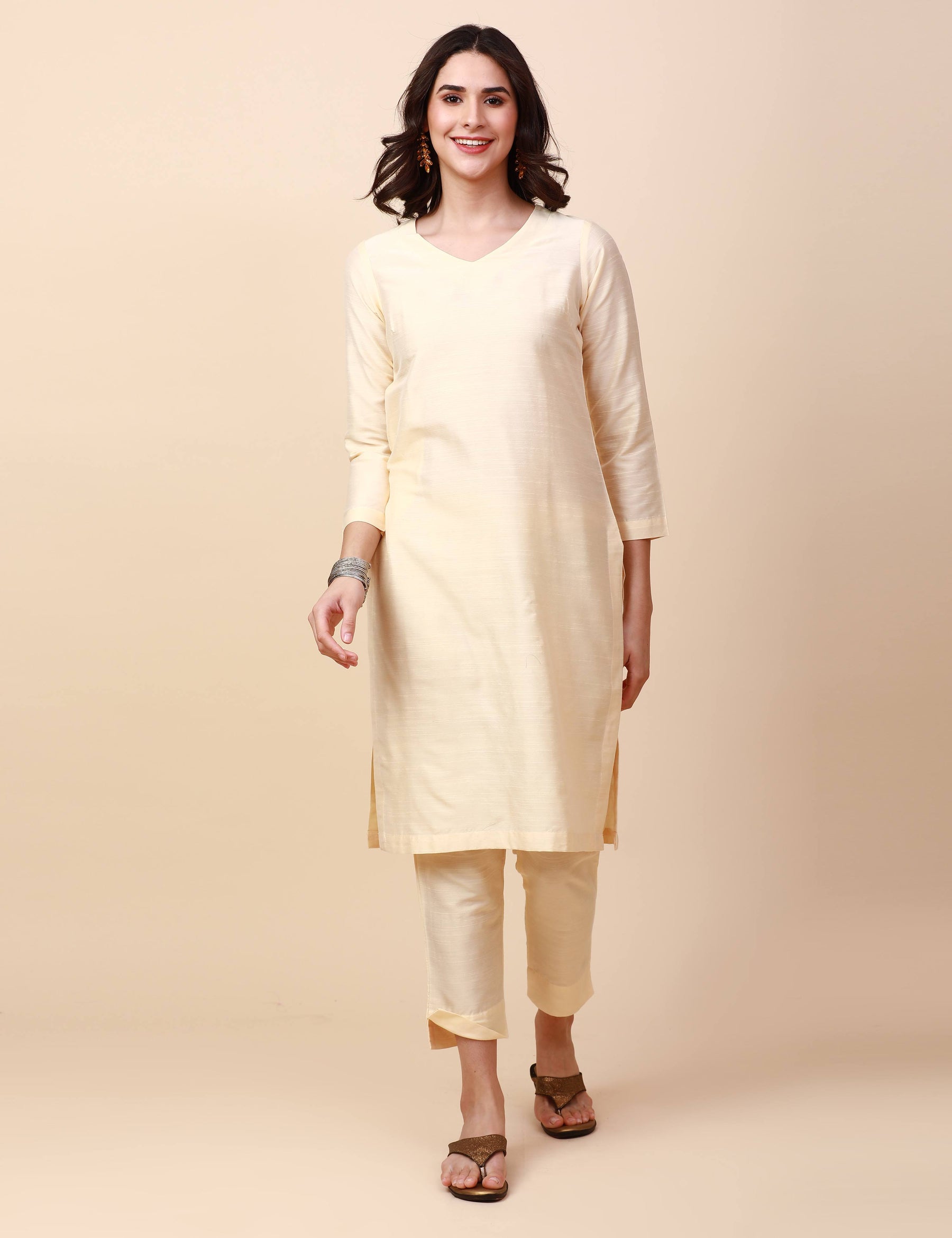 Cream Color Silk Fabric Palazzo Suit SY25416 – ShreeFashionWear