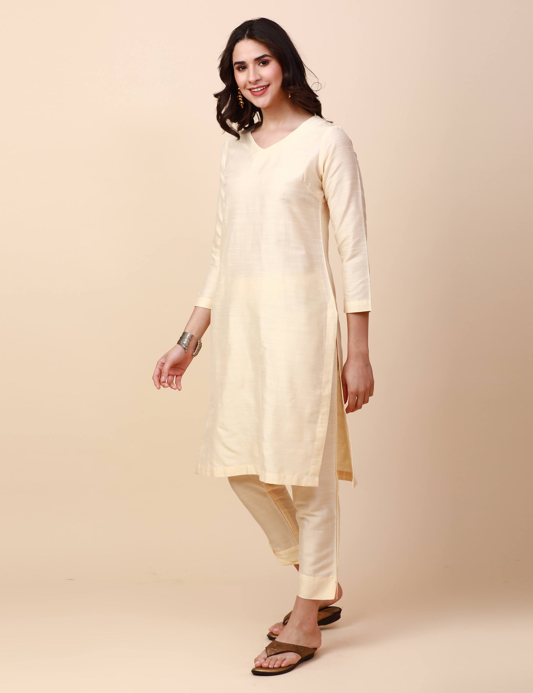 Buy Off White Embroidered Handloom Cotton Kurta with Salwar- Set of 2 |  23SSPP2P301/PNP8 | The loom