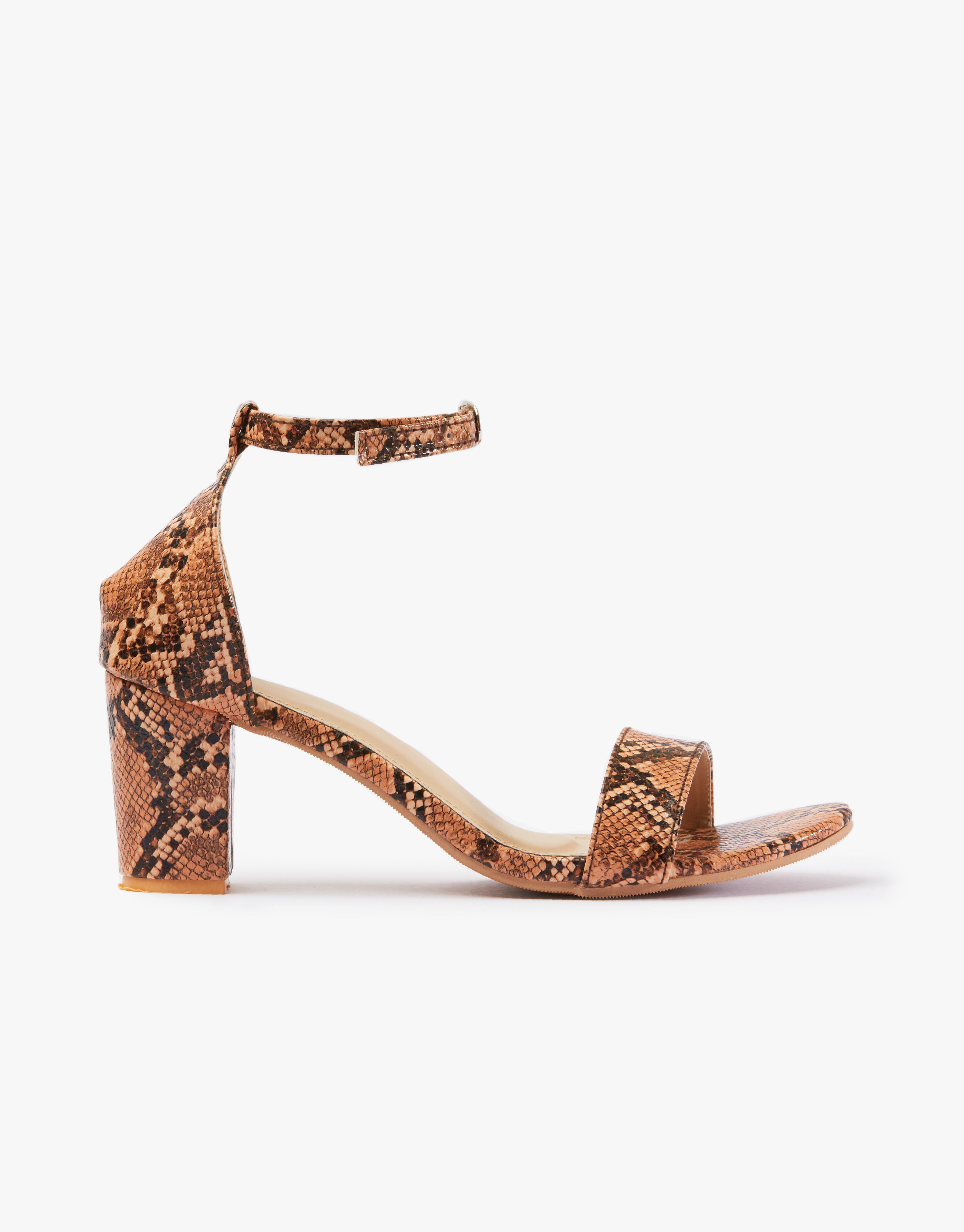 Caramel snake Mid Block Heels