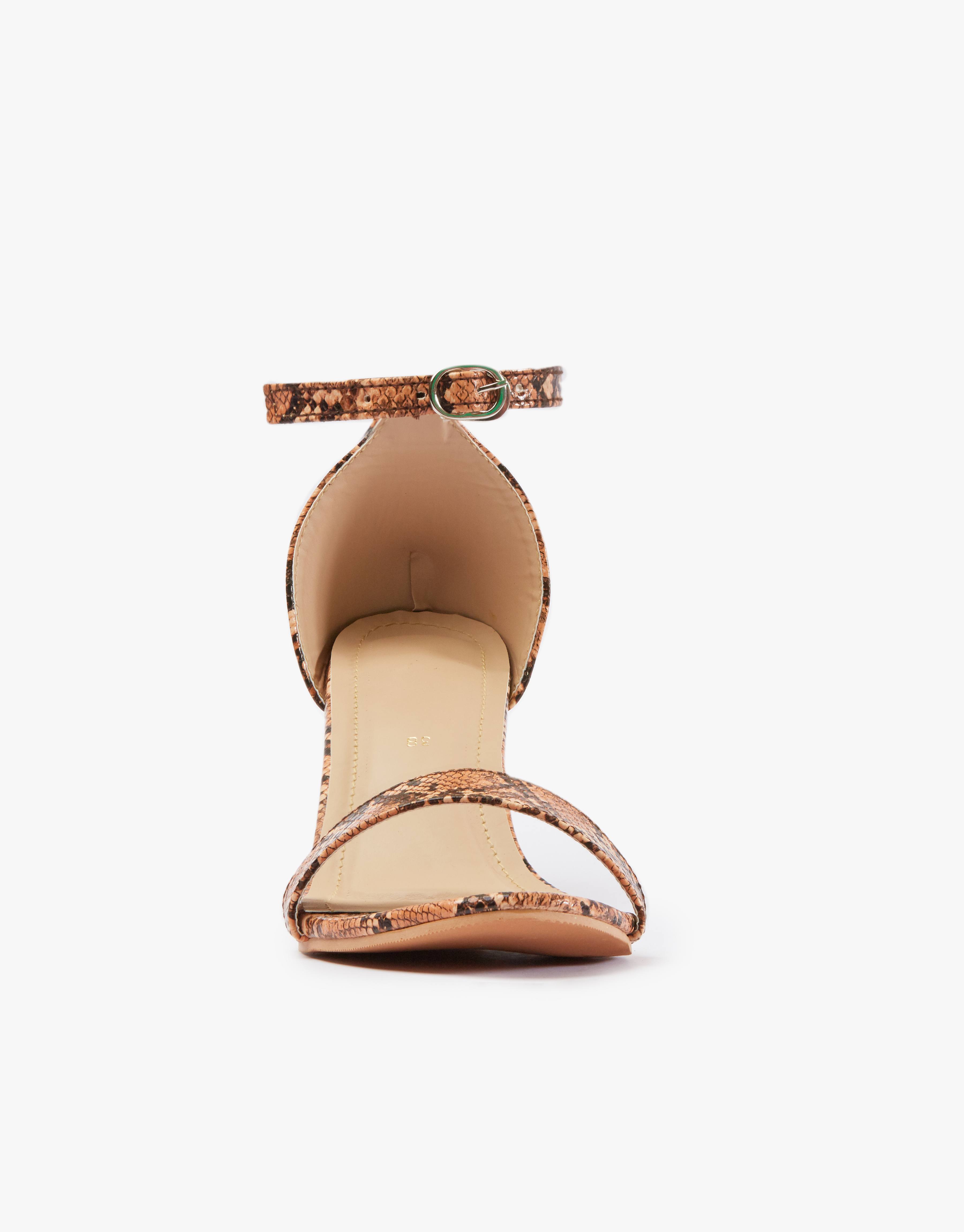 Caramel snake Mid Block Heels