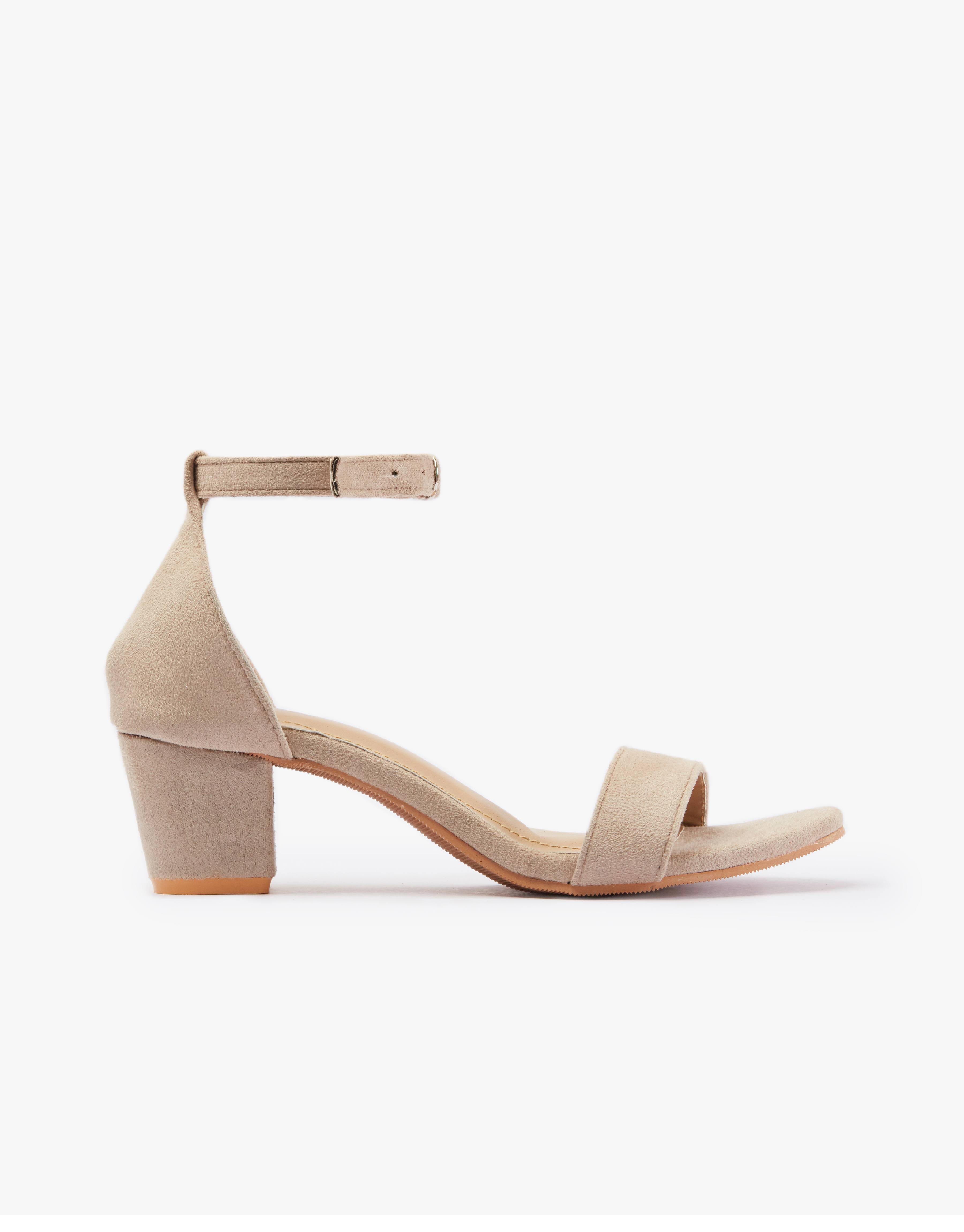 Buy Cream suede low block Heels Online Urban Poche