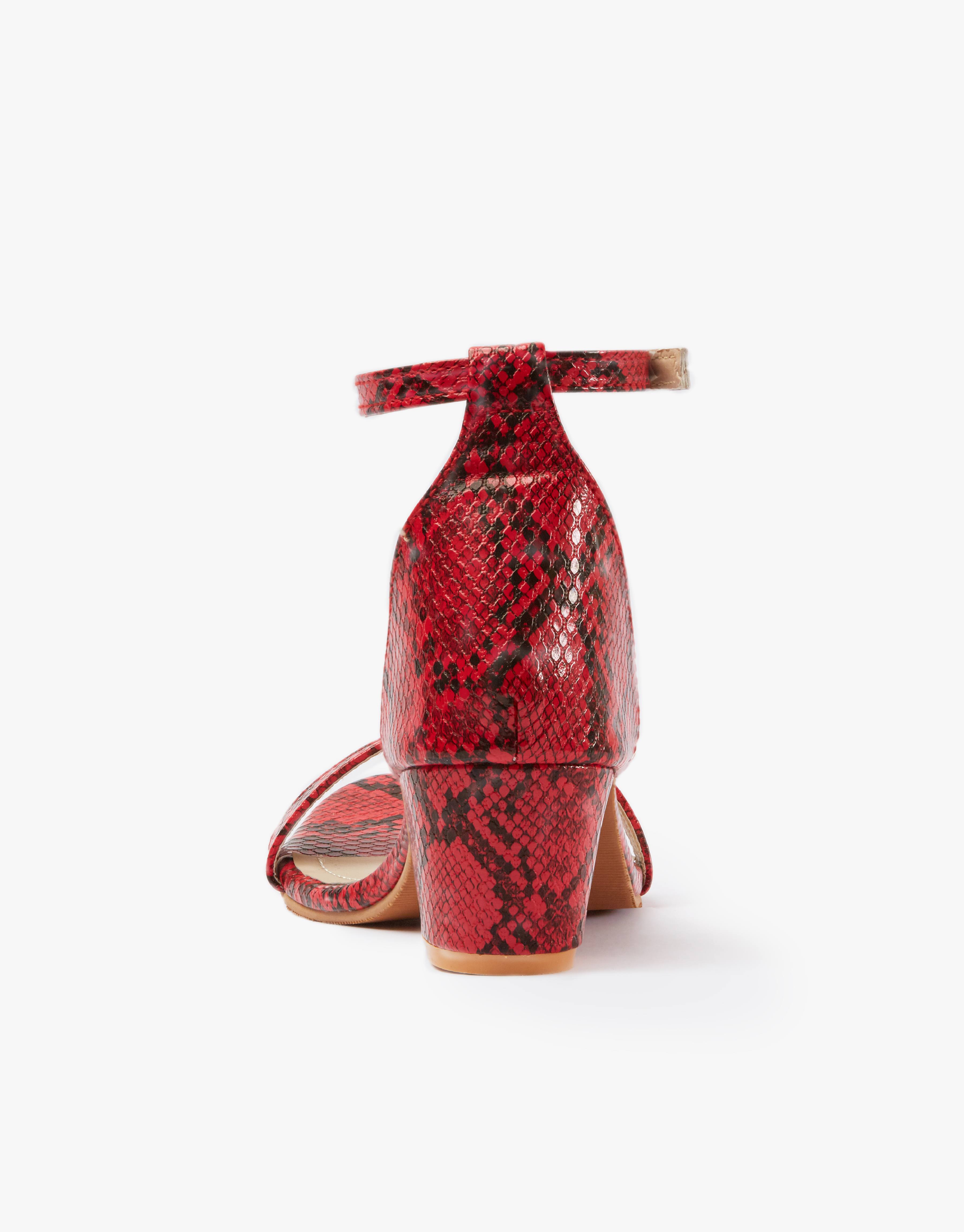 Ruby Red Python Block Heels