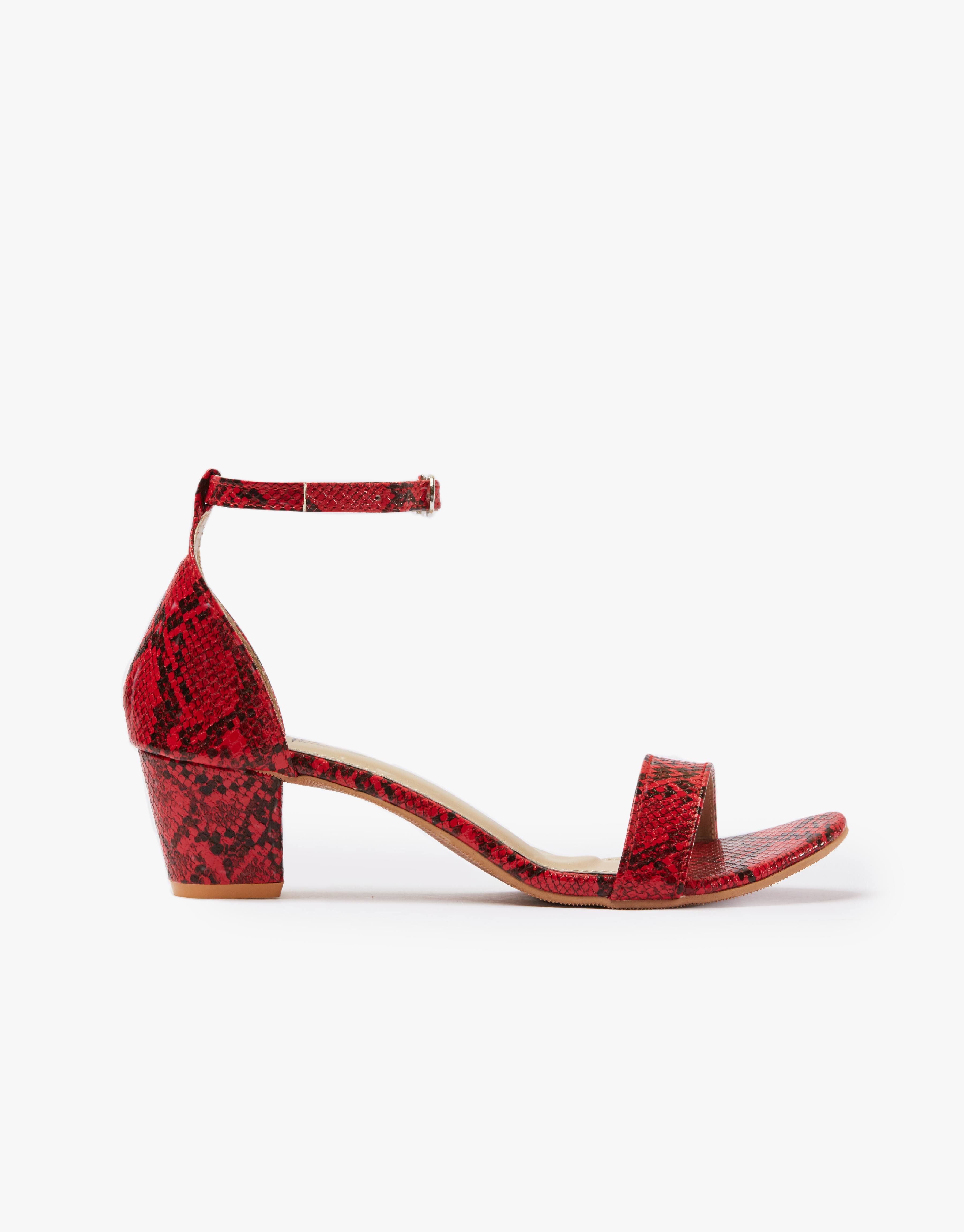 Ruby Red Python Block Heels