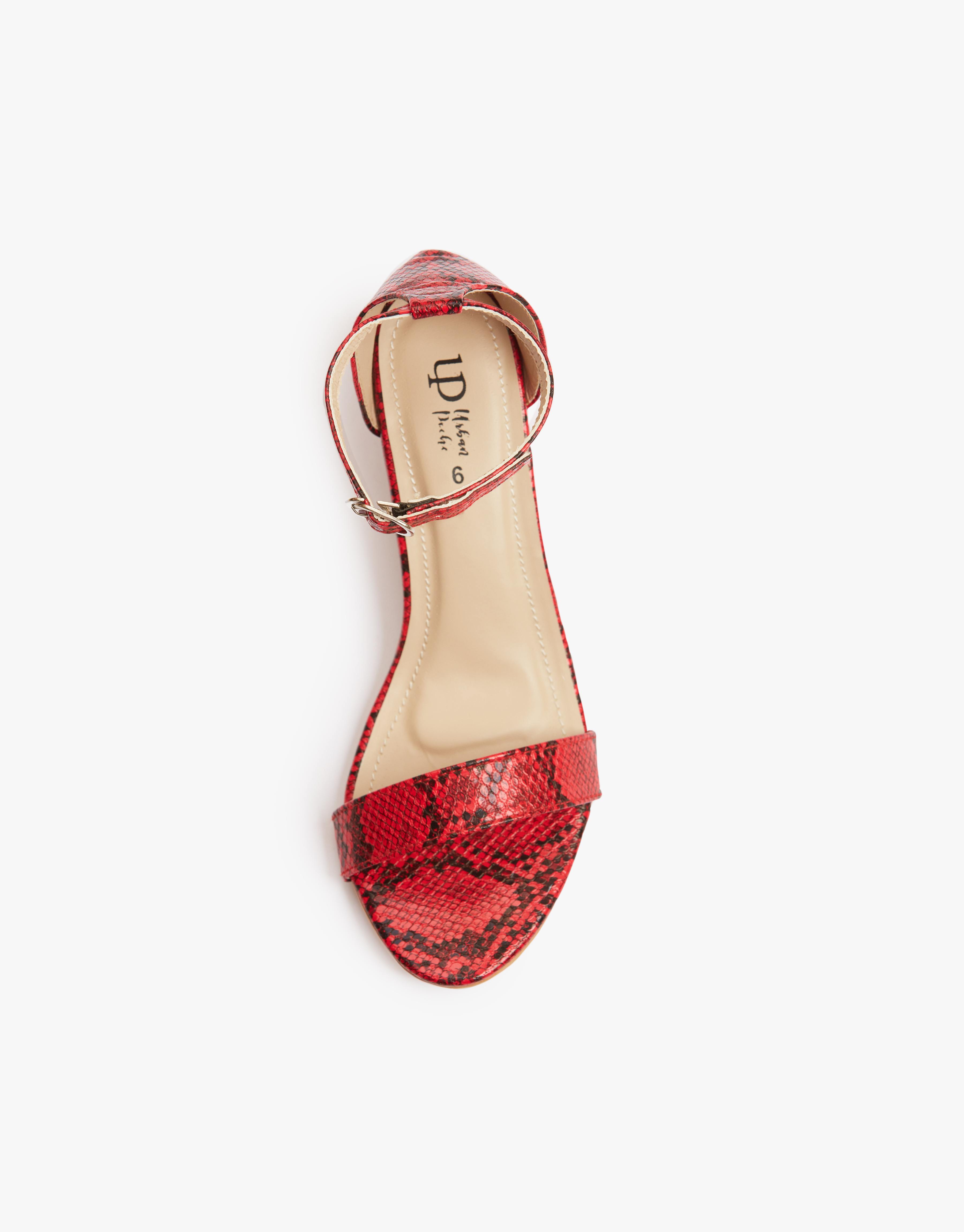 Ruby Red Python Block Heels