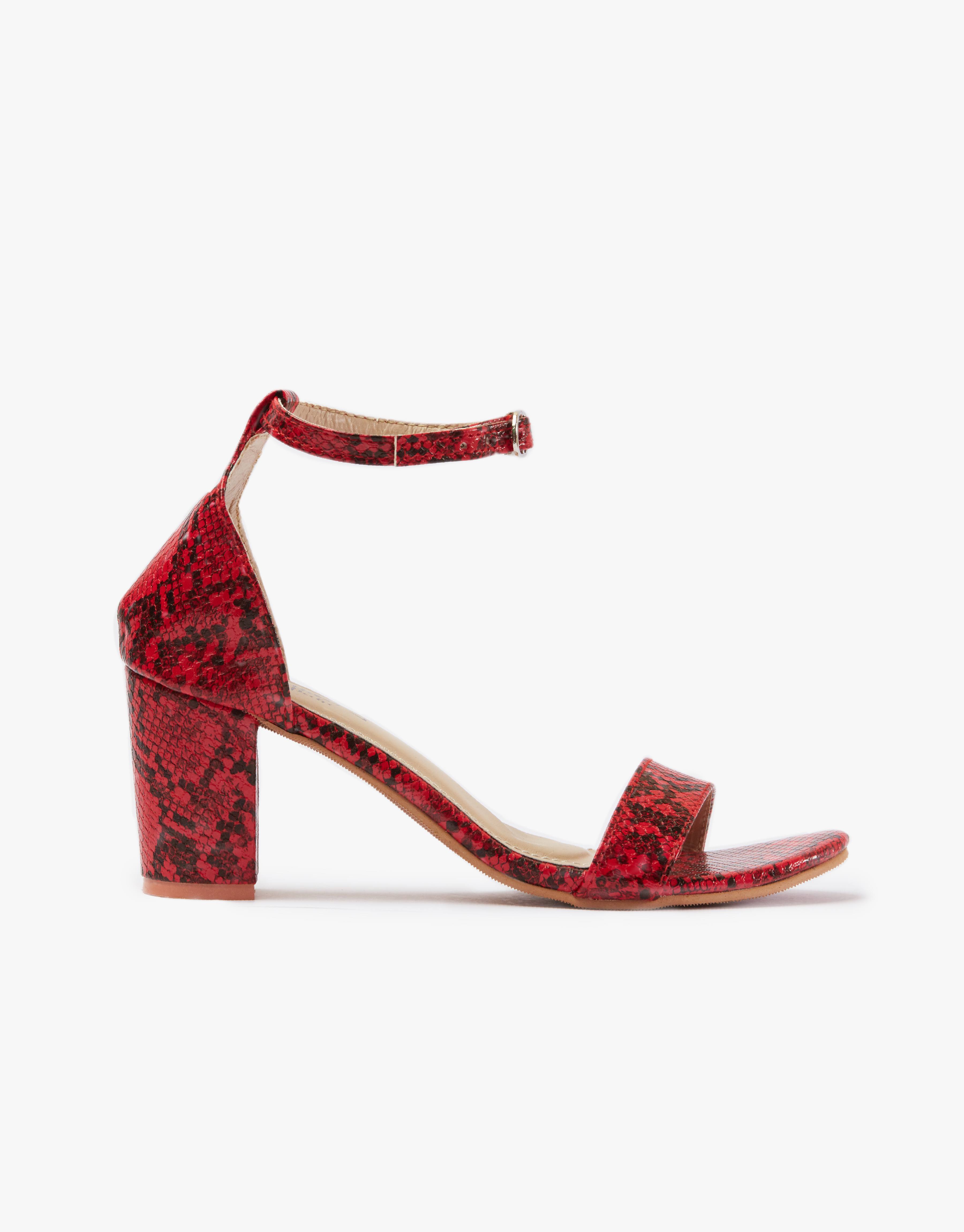 Ruby Red Python Block Heels