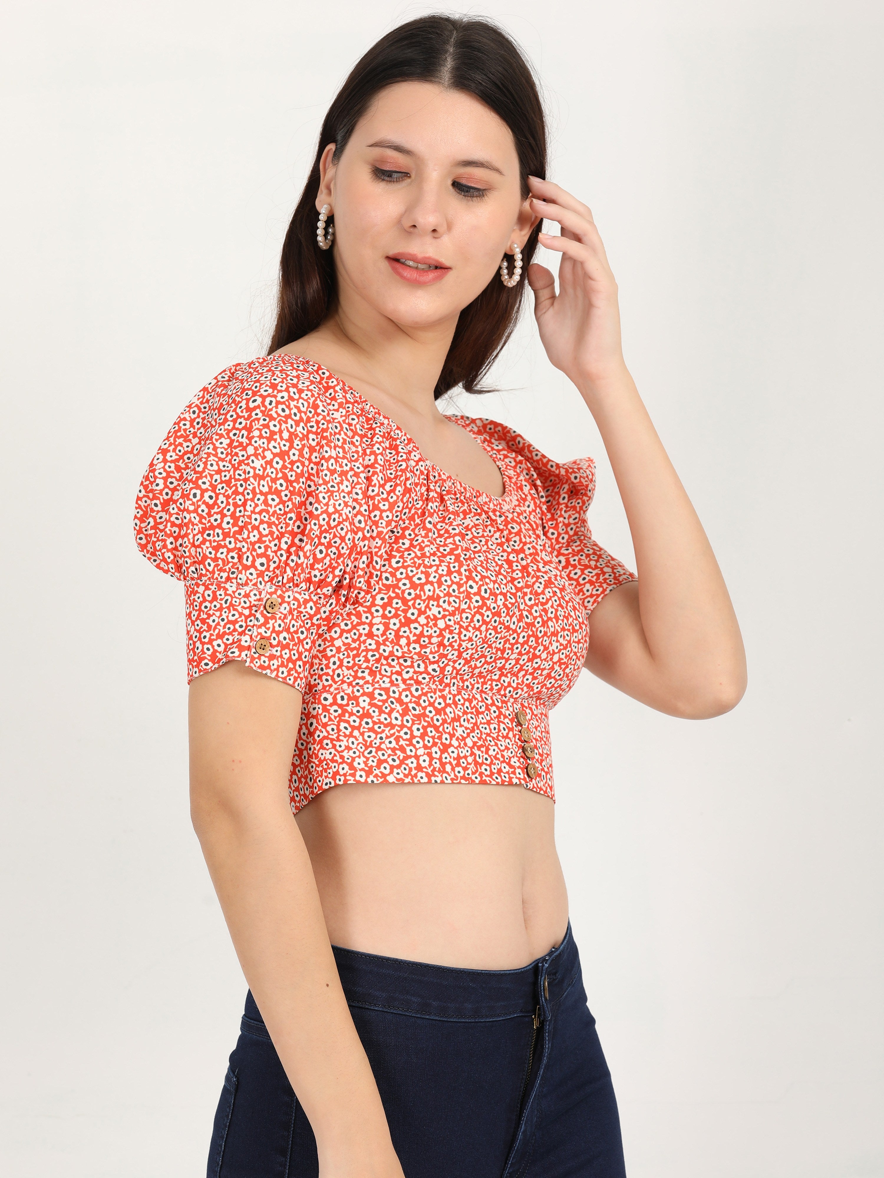 Round neck puff Sleeve top