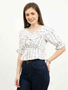 Raffeles falls Bishop sleeve Crop top
