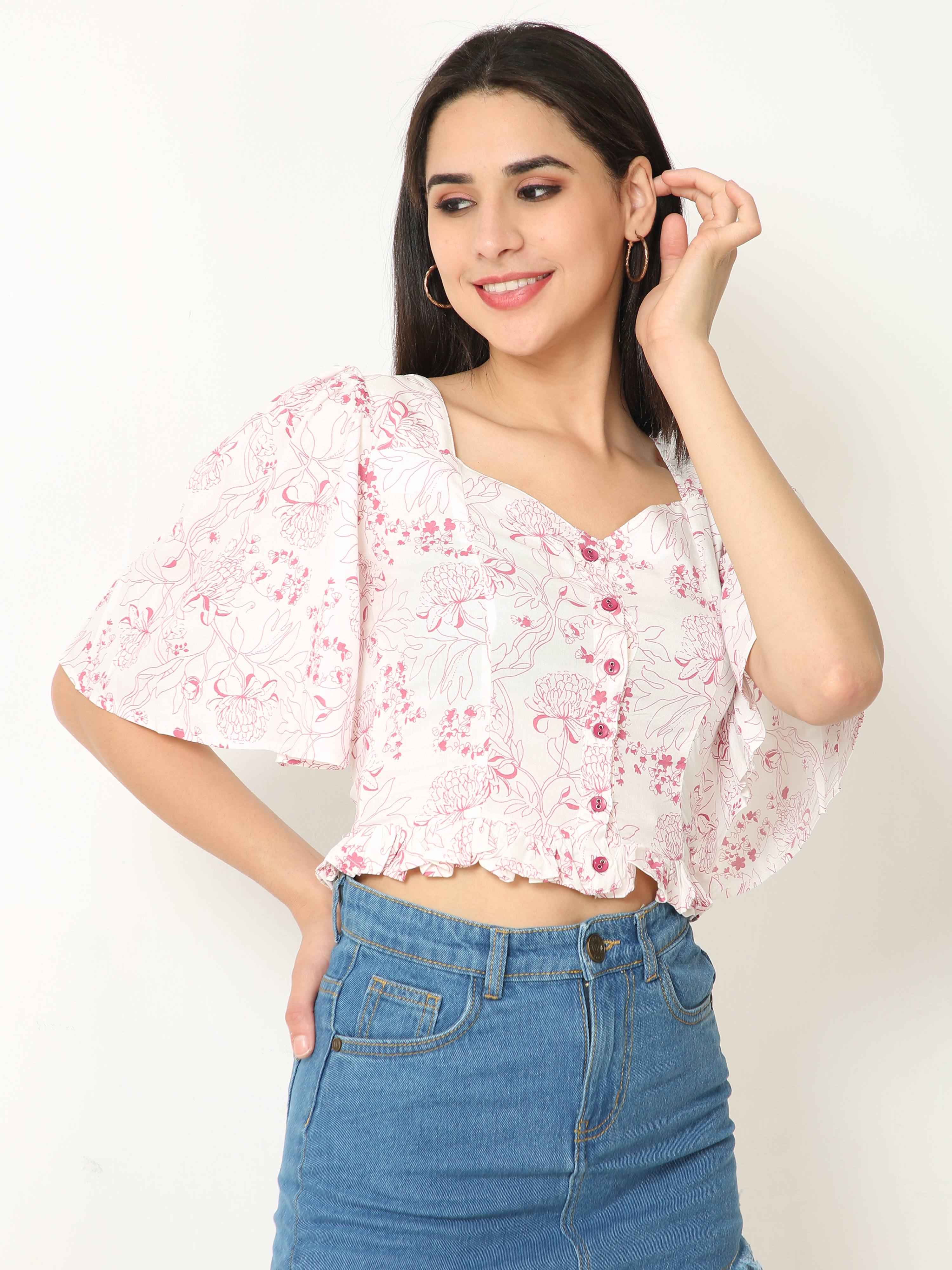 Flutter Sleeve Crop Top